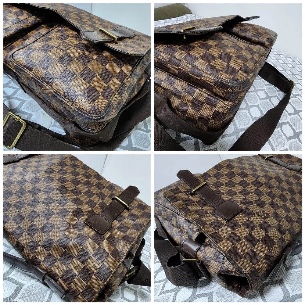LOUIS VUITTON Damier Ebene Broadway Messenger Bag Brown